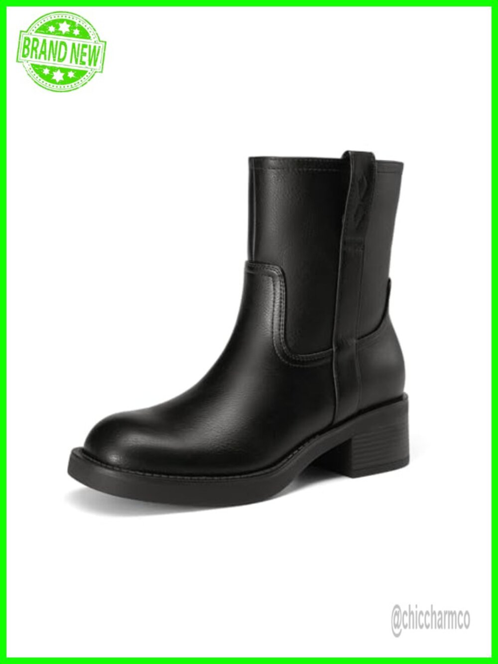 Athlefit Women's Chunky Low Heel Square Toe Ankle Boots Side Zipper